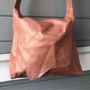 Two Hippies Leather Peach Bag.